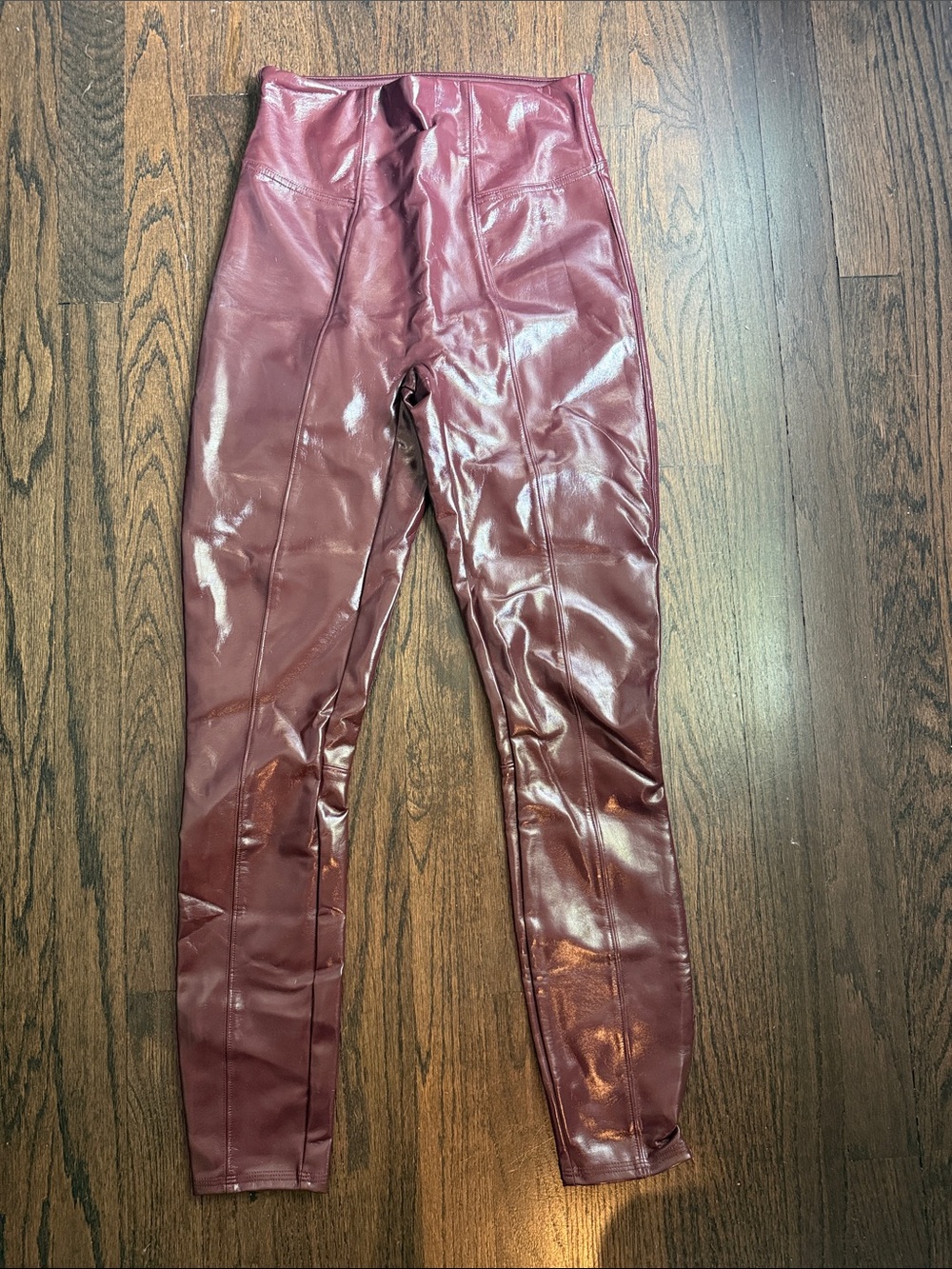 SPANX Faux Leather Leggings in Wine